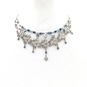 Shamrock Crystal Silver Tone Statement Choker Set Of 2